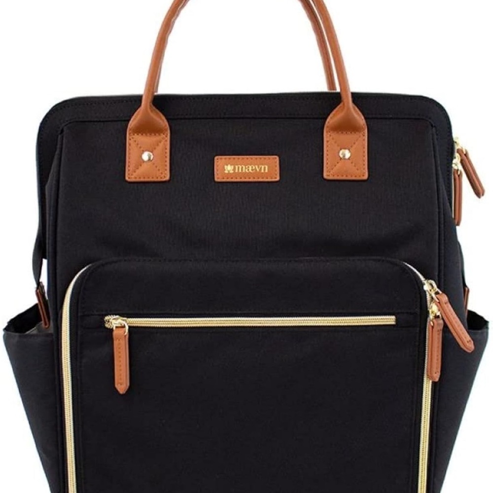 Maevn Black Backpack with Brown Accents nurse clinical bag